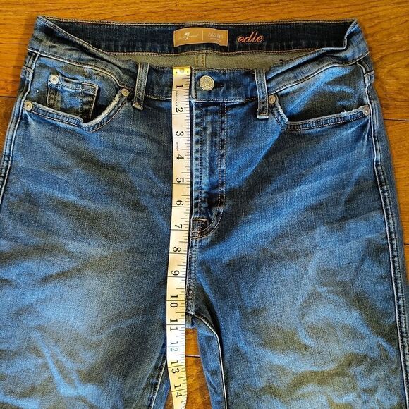 7 For All Mankind b(air) Edie High Waist Straight Leg Frayed Hem Jeans Size 31 - Picture 14 of 15